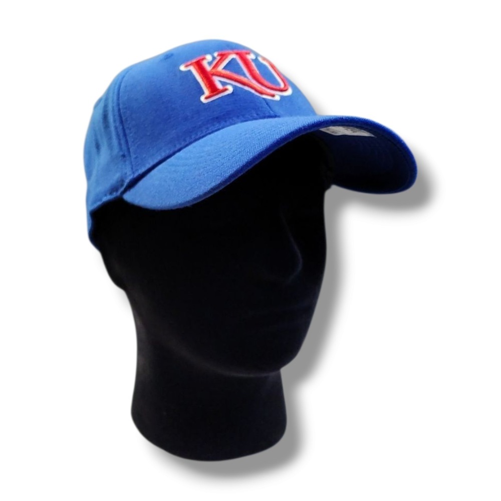 Kansas Jayhawks "KU" Blue Top of the World One-Fit‎ Fitted Hat/Cap Size M/L